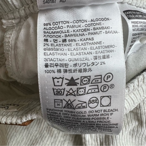 Levi's Premium Ribcage Straight Leg Ankle Corduroy Pants Ecru Wale Cream Size 26 - Picture 8 of 11